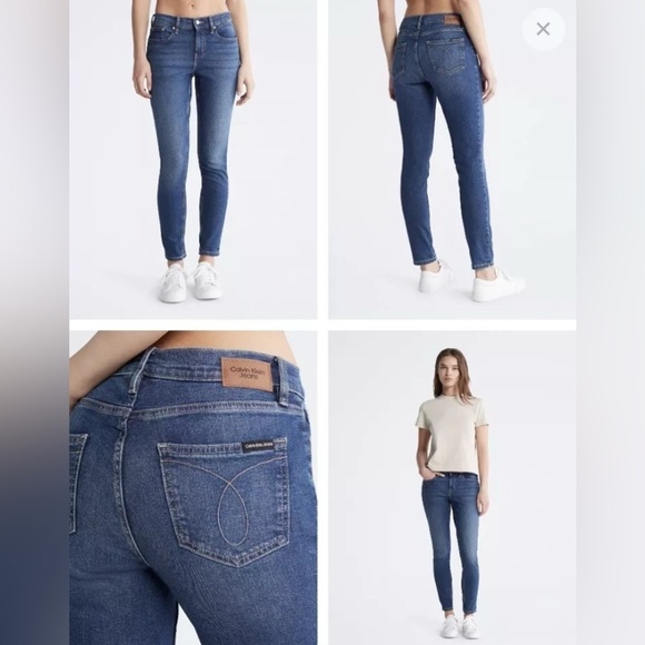 Calvin Klein Jeans Strait Leg Skinny Fit Denim Pants NWT Women Size 18 Blue - Picture 1 of 7